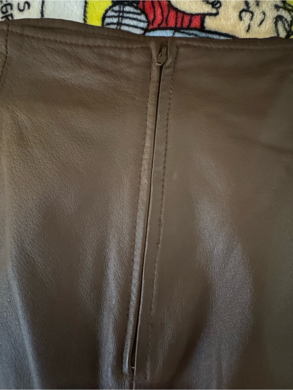 Classic Brown Leather A-Line Skirt - Picture 2 of 4